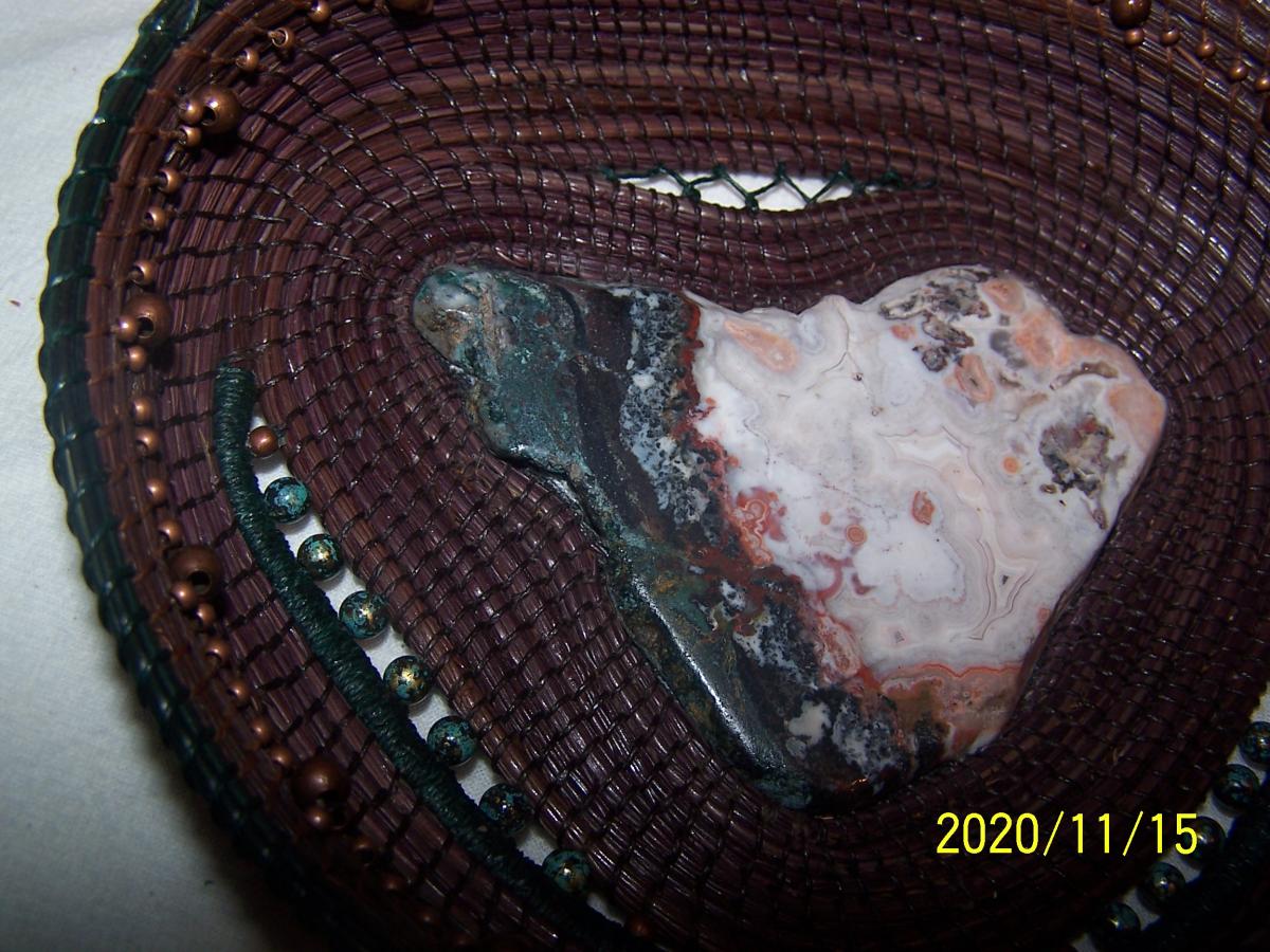 Pine Needle Basket with Montana Lace Stone picture