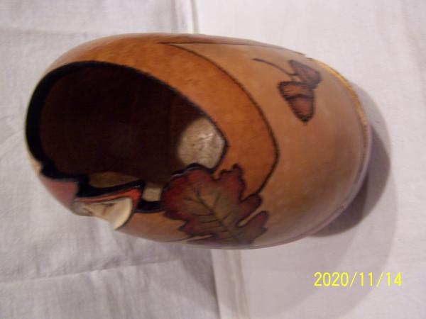 Gourd with wood burning and carving picture