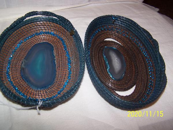 Pine Needle Baskets with Agate in Center picture