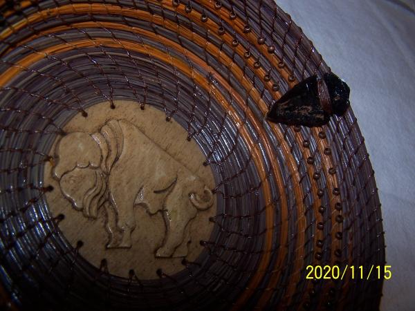Pine Needle Basket with Bison Center picture