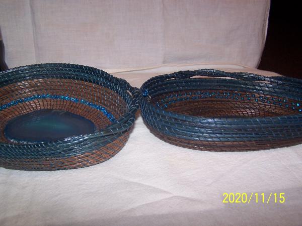 Pine Needle Baskets with Agate in Center picture