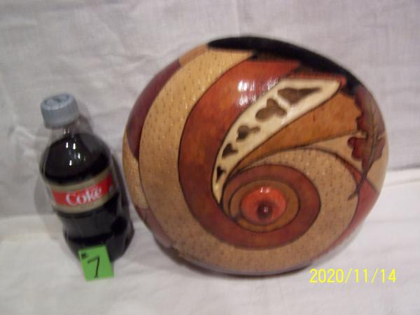 Gourd with wood burning and carving