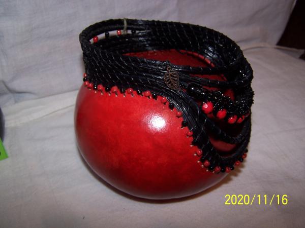 Gourd With Coils of Black Pine Needles picture
