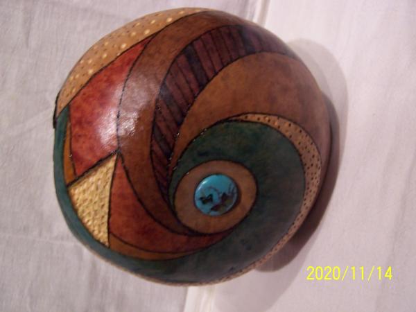 Gourd with wood burning and carving picture