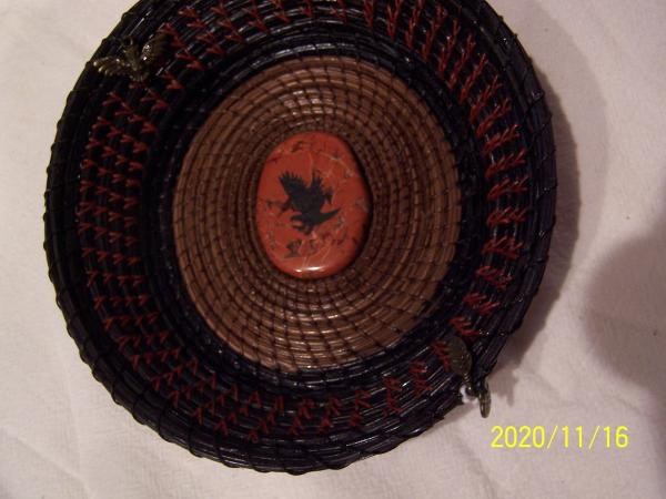 Pine Needle Basket With Eagle Stone picture