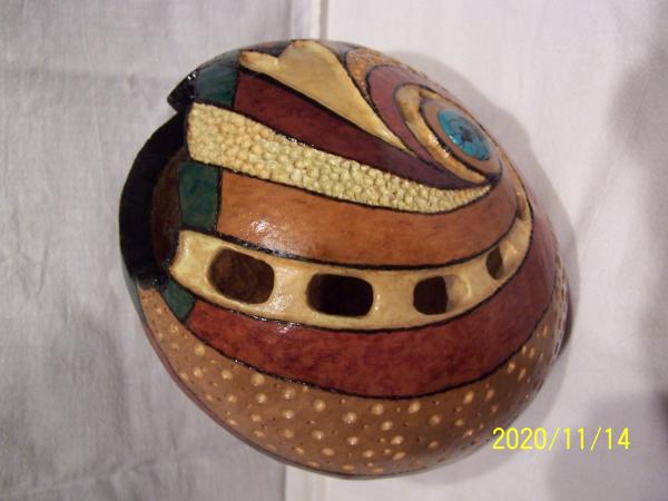 Gourd with wood burning and carving picture
