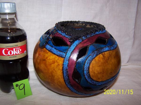 Gourd with Wood burning and cut out areas picture