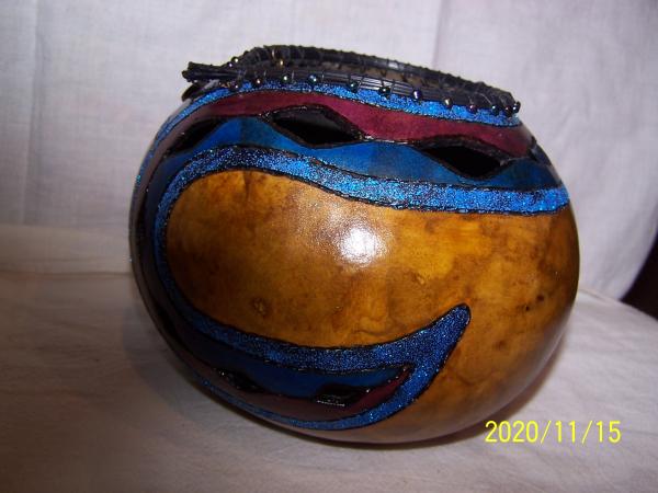 Gourd with Wood burning and cut out areas picture