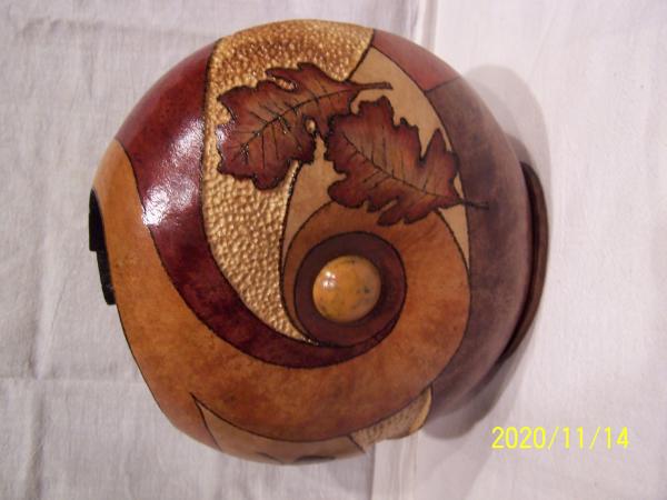 Gourd with wood burning and carving picture