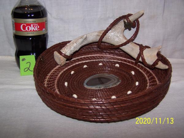 Pine Needle Basket with Antler picture