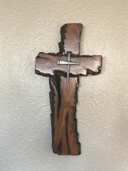 13 Inch Rustic Cross With Nail Cross Center picture