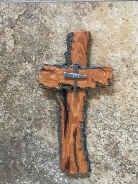 13 Inch Rustic Cross With Nail Cross Center picture