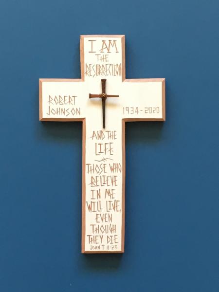 Indoor Memorial Cross "I am the Resurrection and the Life" picture