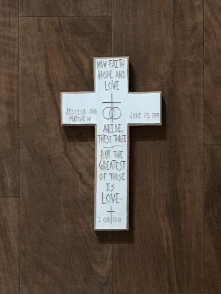 Personalized Wedding Cross "Faith, Hope and Love" picture