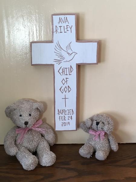 Personalized Baptism Cross "Child of God" picture