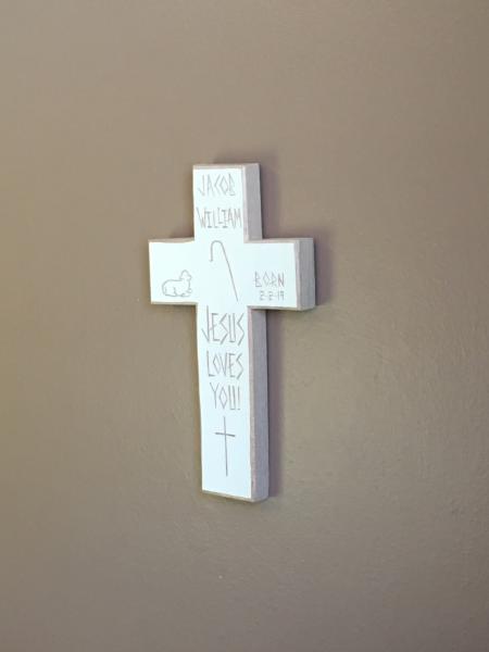 Personalized Cross for Baby "Jesus Loves You!" picture