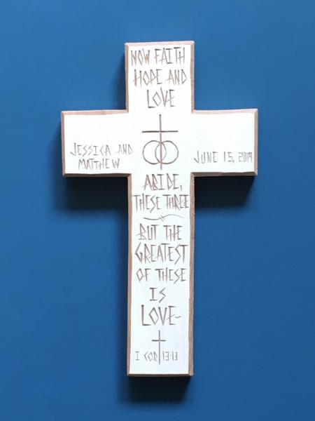 Personalized Wedding Cross "Faith, Hope and Love" picture