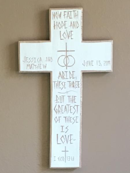 Personalized Wedding Cross "Faith, Hope and Love" picture