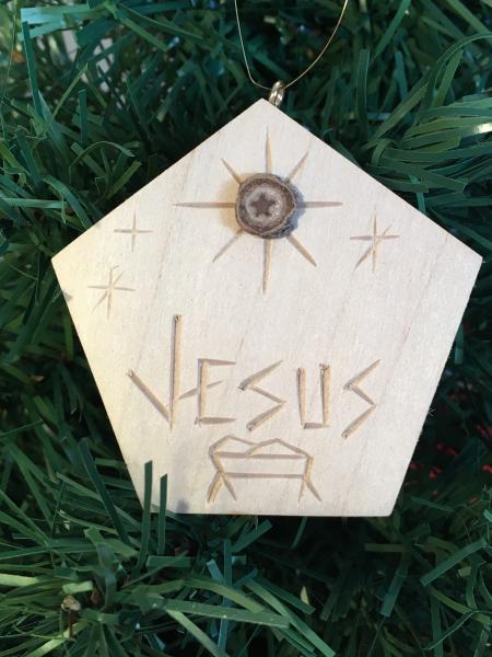 Christmas Tree Ornament with NATURAL star picture