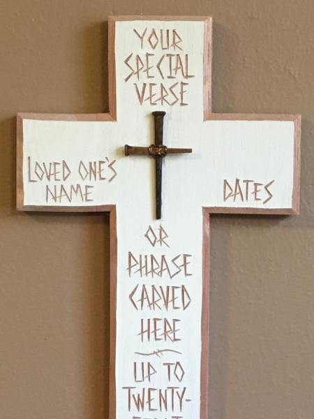 Indoor Memorial Cross Personalized, Your Choice of Bible Verse