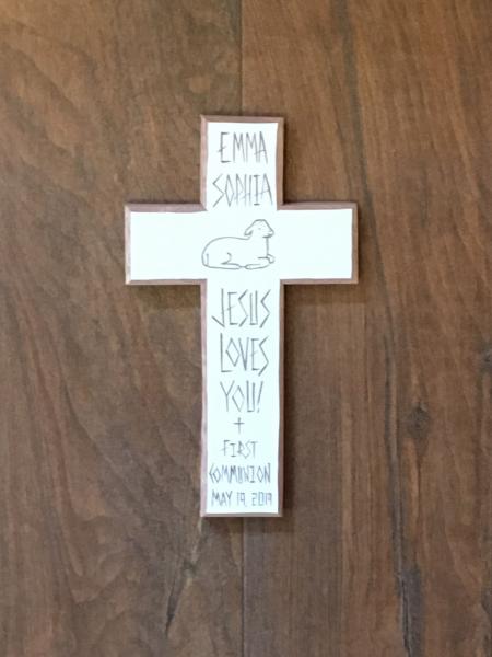 Personalized First Communion Cross "Jesus Loves You!" picture