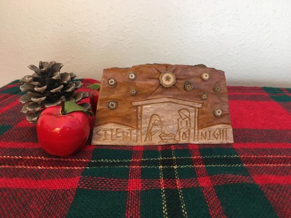 Christmas Nativity Music Box "Silent Night" with Natural Stars picture