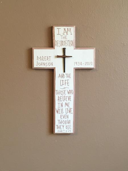 Indoor Memorial Cross "I am the Resurrection and the Life" picture
