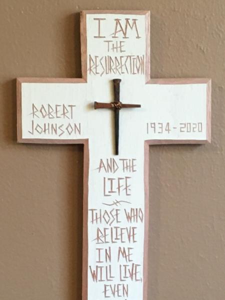 Indoor Memorial Cross "I am the Resurrection and the Life" picture