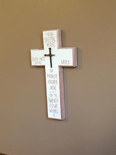 Indoor Memorial Cross Personalized, Your Choice of Bible Verse picture