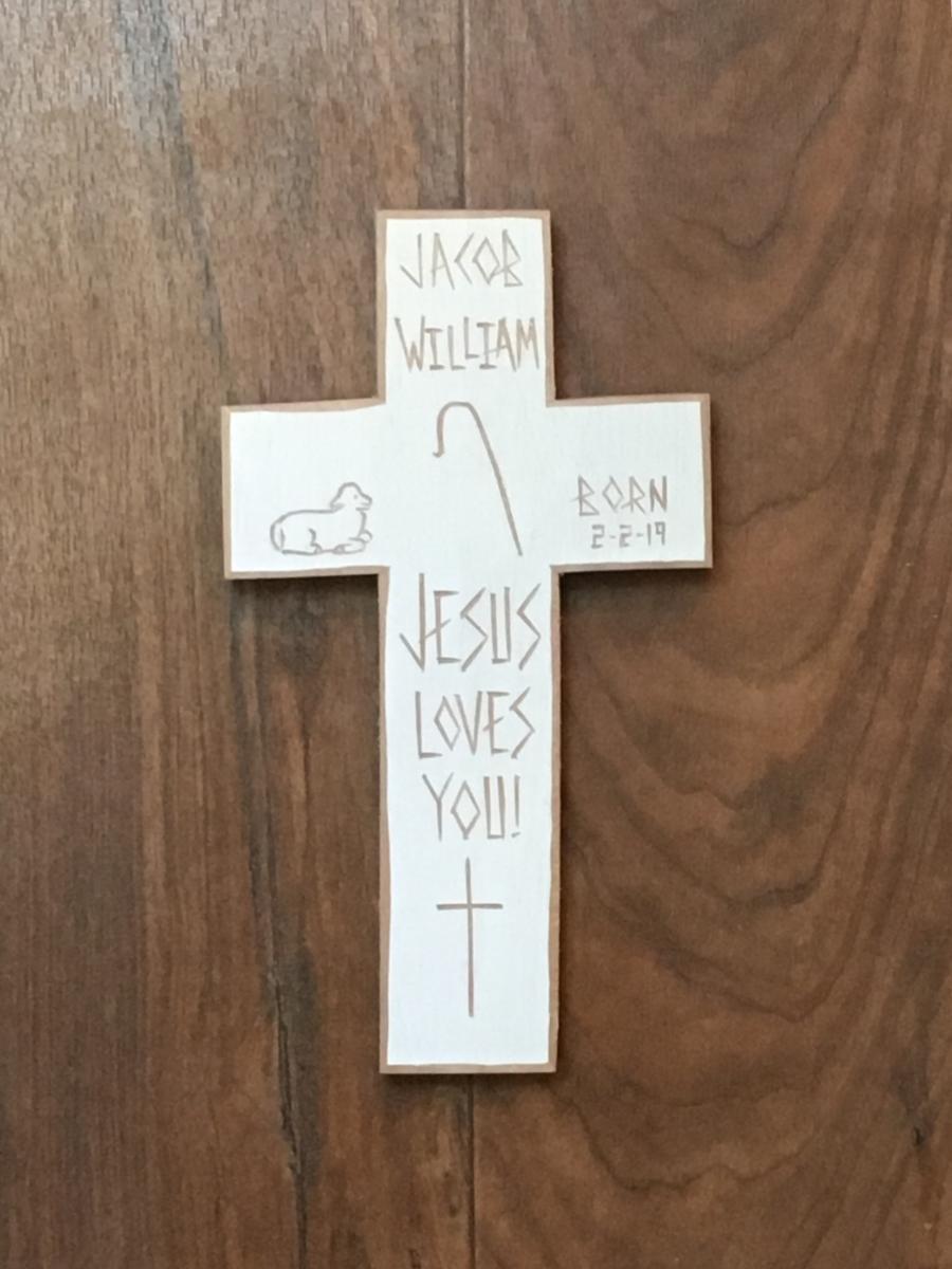 Personalized Cross for Baby "Jesus Loves You!" picture