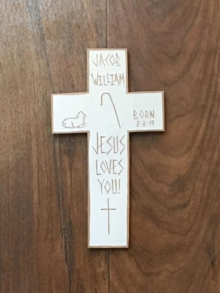 Personalized Cross for Baby "Jesus Loves You!" picture