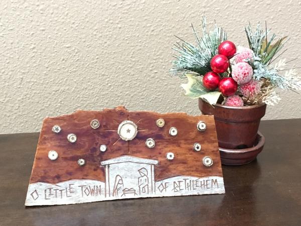 Christmas Nativity Music Box "O Little Town of Bethlehem" with Natural Stars picture
