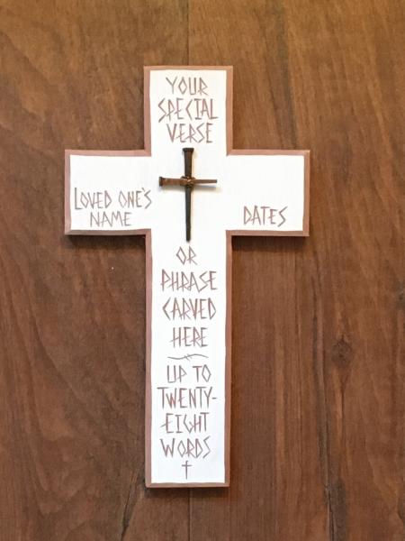 Indoor Memorial Cross Personalized, Your Choice of Bible Verse picture