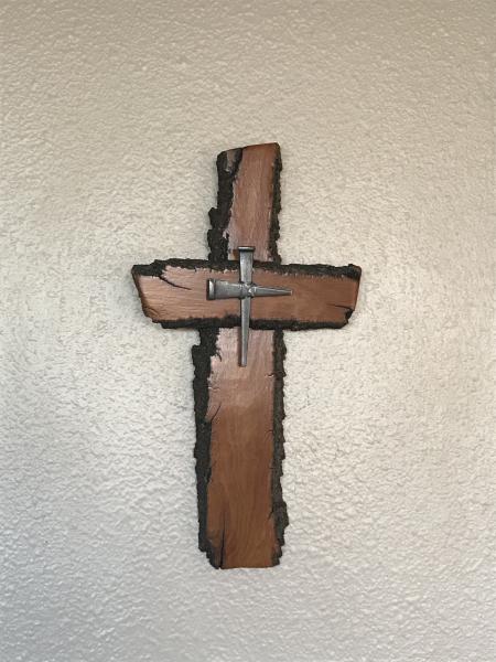 10 3/4 Inch Rustic Cross With Nail Cross Center picture