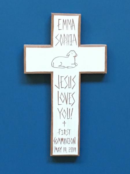 Personalized First Communion Cross "Jesus Loves You!" picture