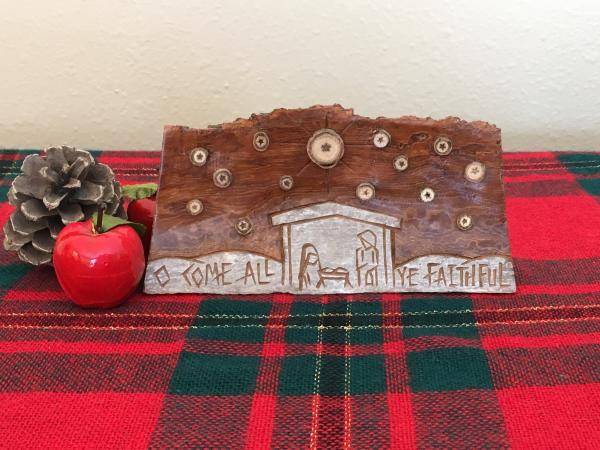 Christmas Nativity Music Box "O Come All Ye Faithful" with Natural Stars picture