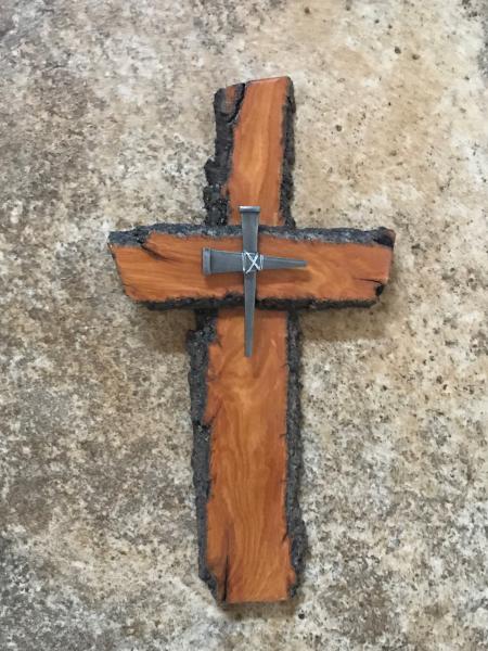 10 3/4 Inch Rustic Cross With Nail Cross Center