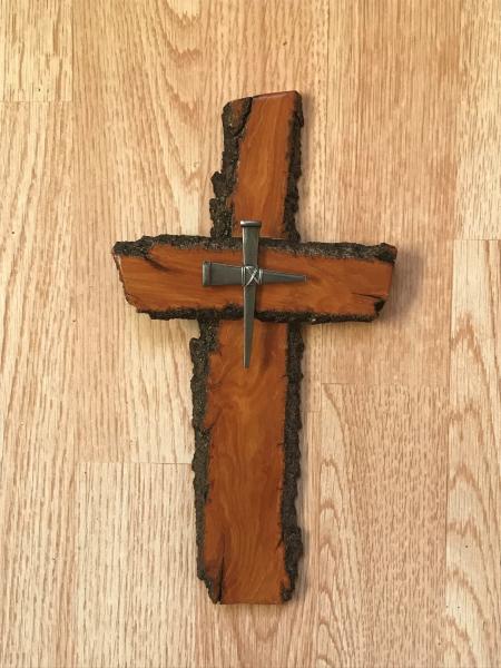 10 3/4 Inch Rustic Cross With Nail Cross Center picture