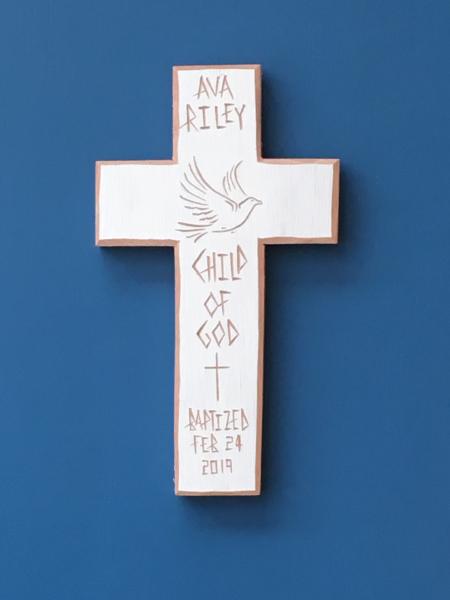 Personalized Baptism Cross "Child of God" picture