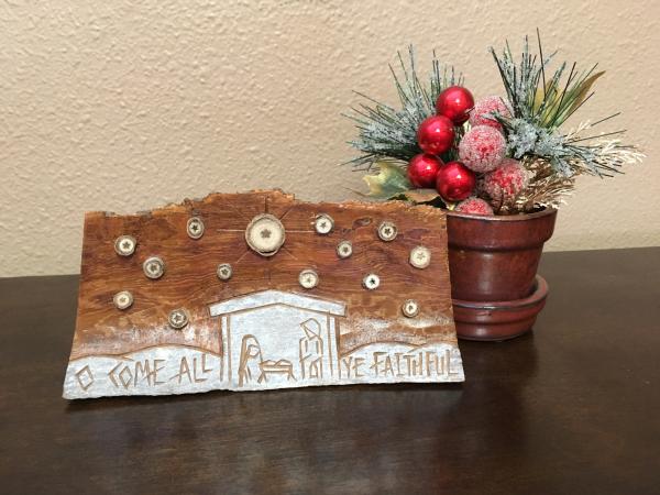 Christmas Nativity Music Box "O Come All Ye Faithful" with Natural Stars picture