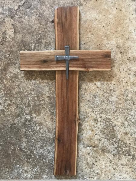 NEW STYLE! 16 Inch Walnut Cross With Nail Cross Center