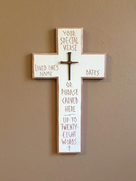 Indoor Memorial Cross Personalized, Your Choice of Bible Verse picture