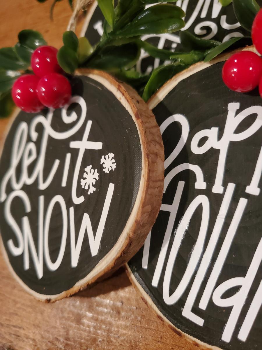 3" Set 3 Wood Slice Ornament; Rustic Christmas Tree Ornament- Wood Slice Ornament picture