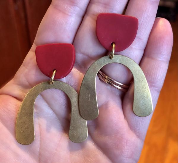 Polymer clay and brass earrings picture