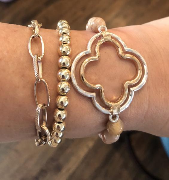 Gold (hematite) & gemstone  bracelet set