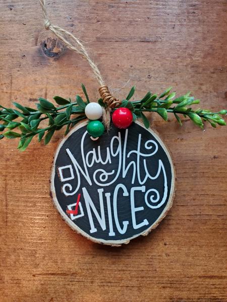 3" Set A Wood Slice Ornament; Rustic Christmas Tree Ornament- Wood Slice Ornament picture
