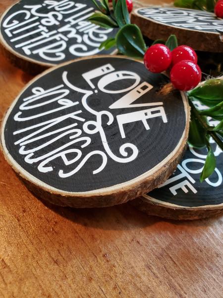 3" Set Dog Inspired Wood Slice Ornament; Rustic Christmas Tree Ornament- Wood Slice Ornament picture