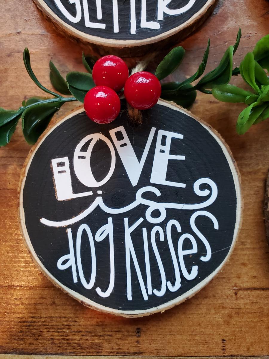 3" Set Dog Inspired Wood Slice Ornament; Rustic Christmas Tree Ornament- Wood Slice Ornament picture