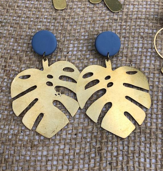 Handmade polymer clay and brass earrings picture