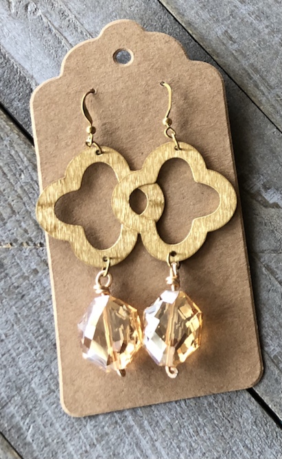 Brass and "Crystal" Earrings